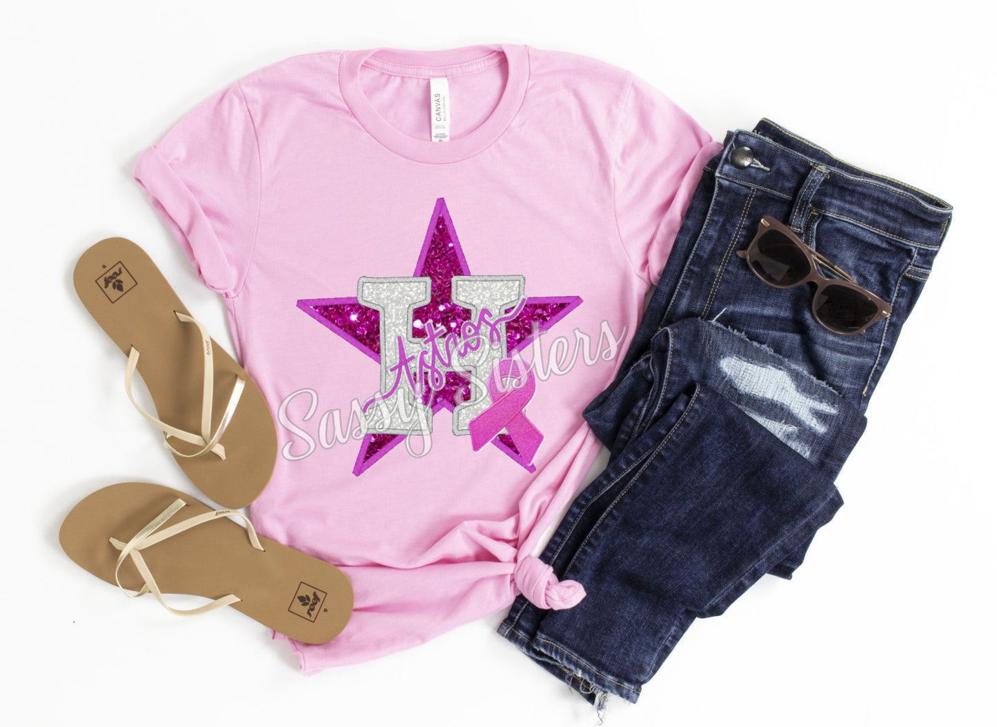 ASTR*S BREAST CANCER GLITTER FAUX EMBROIDERY - TRANSFER