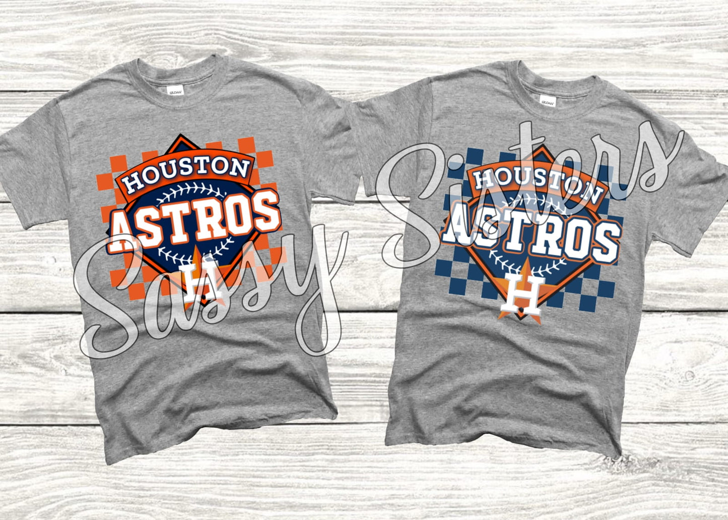 ASTROS CHECKERED NAVY OR ORANGE - TRANSFER