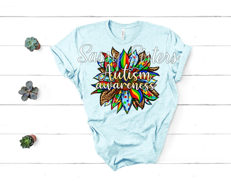 AUTISM AWARNESS LEOPARD SUNFLOWER