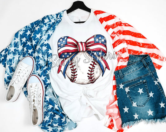 BASEBALL AMERICAN FLAG BOW - TRANSFER