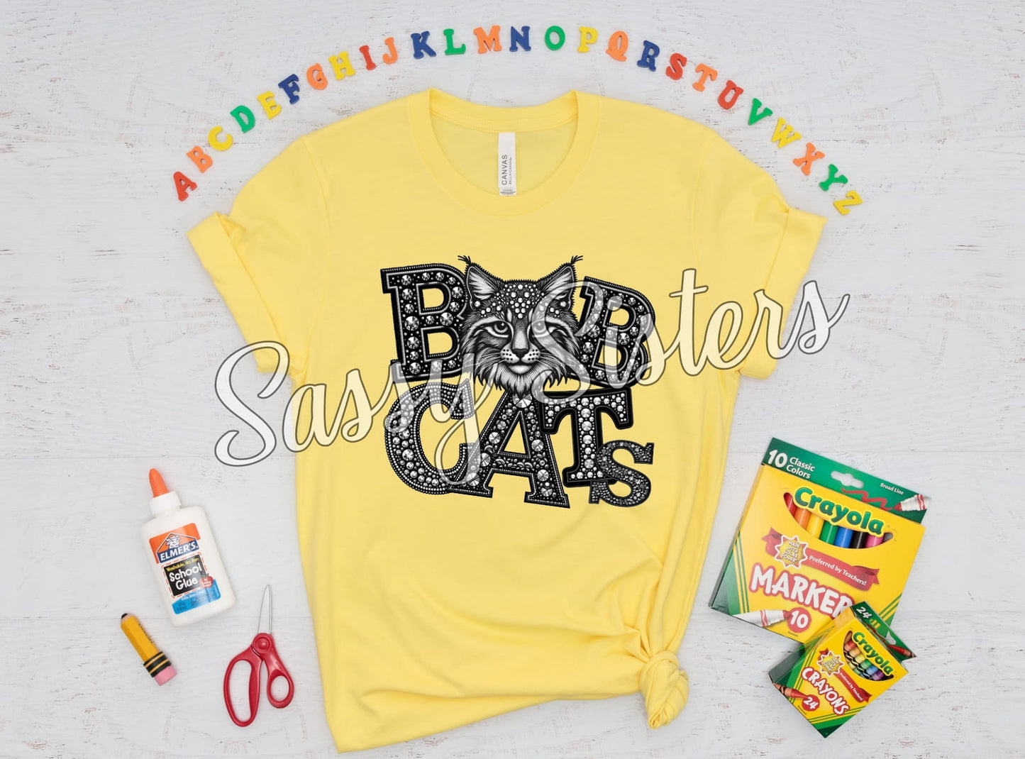 BOBCATS BLACK RHINESTONE - TRANSFER