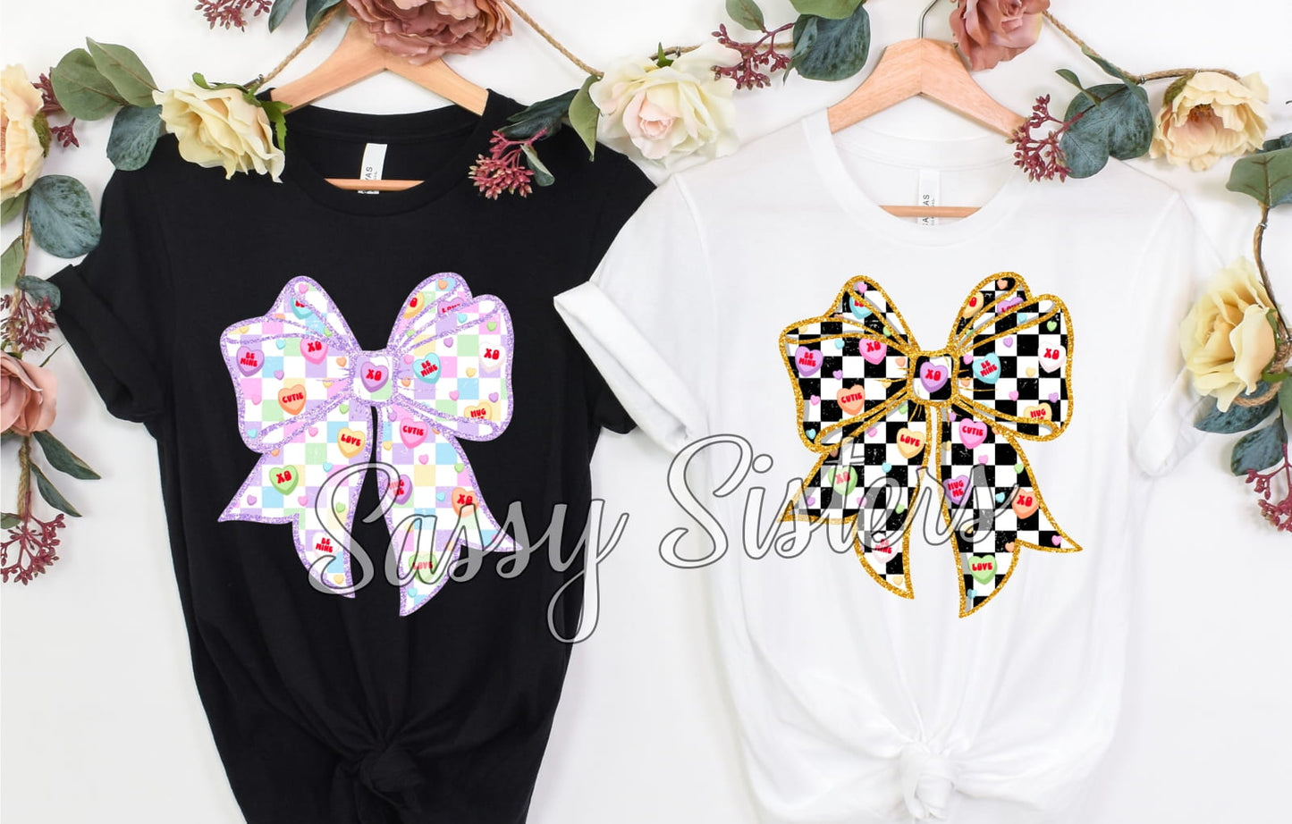 CONVERSATION HEARTS COQUETTE BOW - TRANSFER