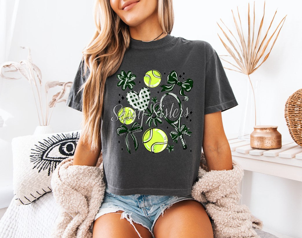 DARK GREEN PLAY BALL TENNIS COLLAGE