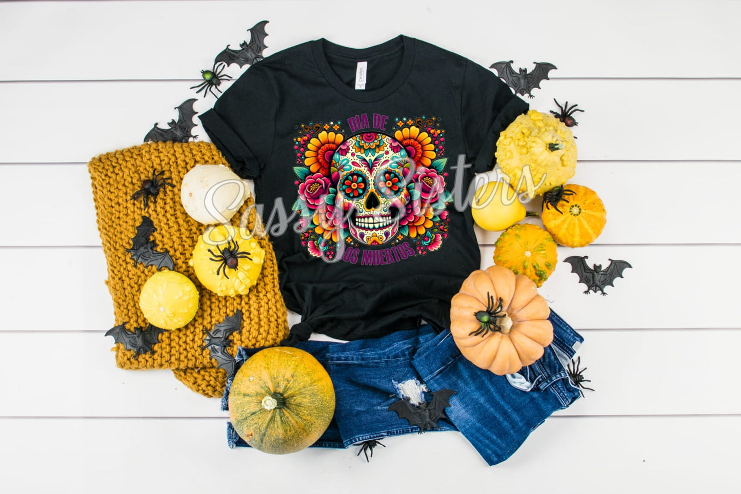 DIA DE LOS MUERTOS FLORAL SKULL - TRANSFER