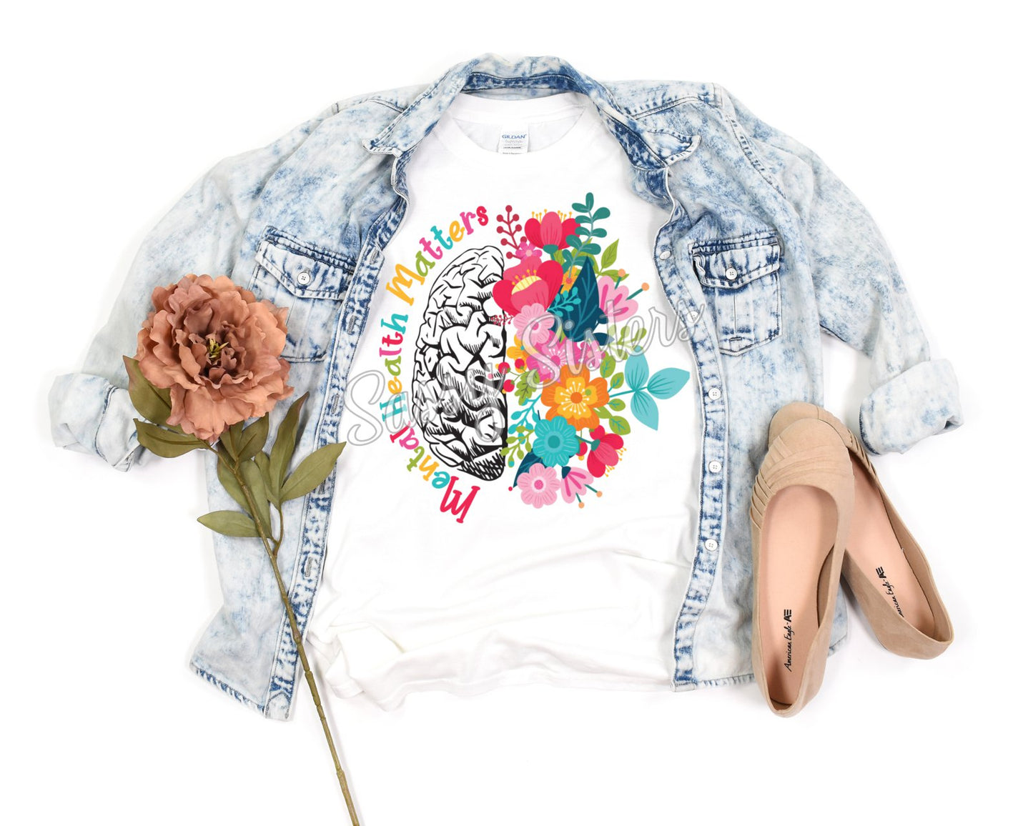 MENTAL HEALTH MATTERS FLORAL BRAIN - TRANSFER