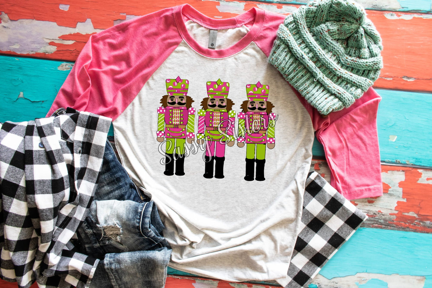PINK AND GREEN NUTCRACKERS - TRANSFER