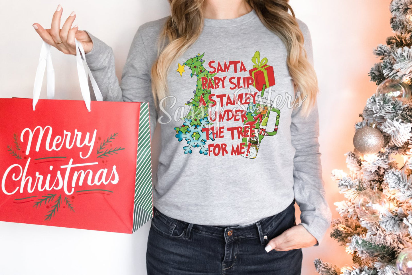 SANTA BABY SLIP A STANLEY UNDER THE TREE - TRANSFER