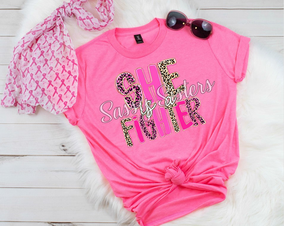 SHE IS A FIGHTER LEOPARD LETTERS