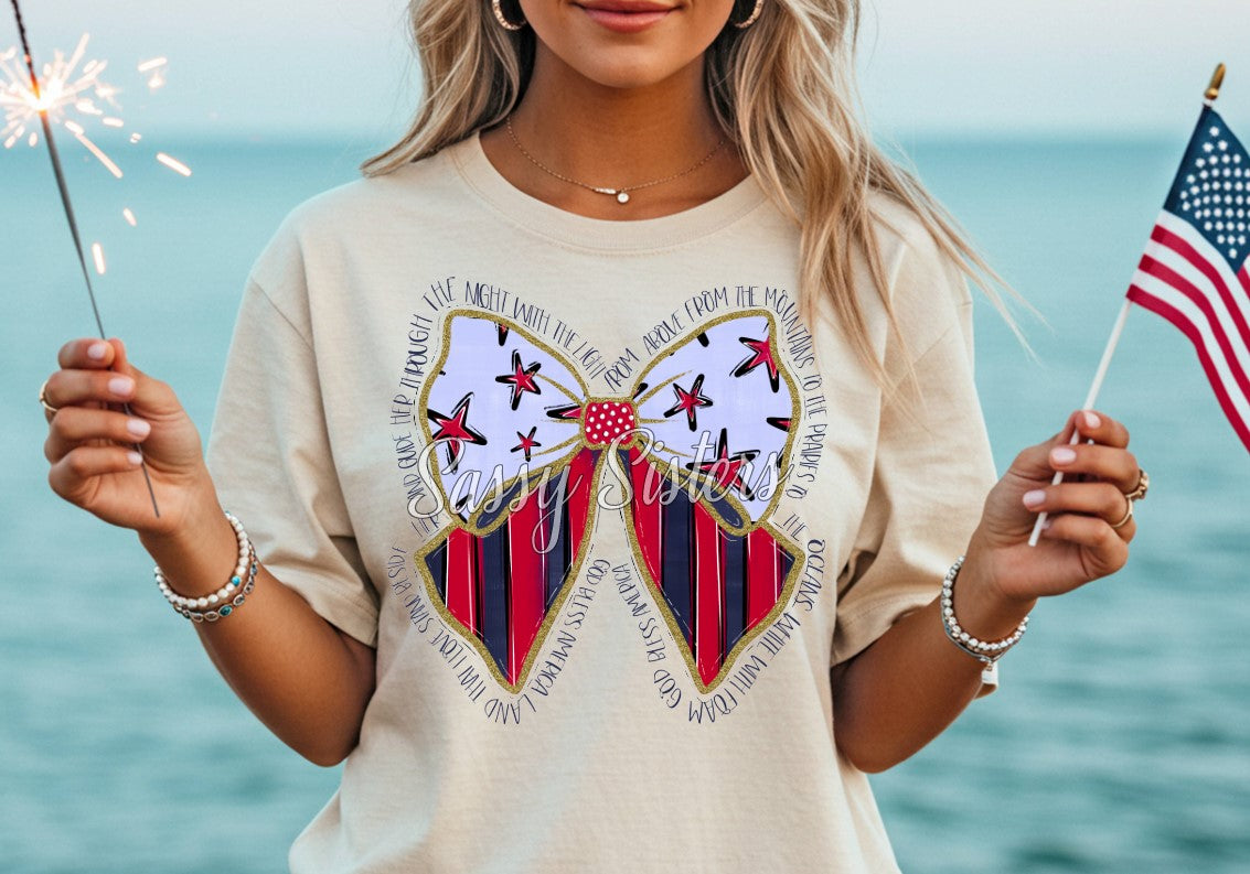 STARS AND STRIPES BOW WITH WORDS