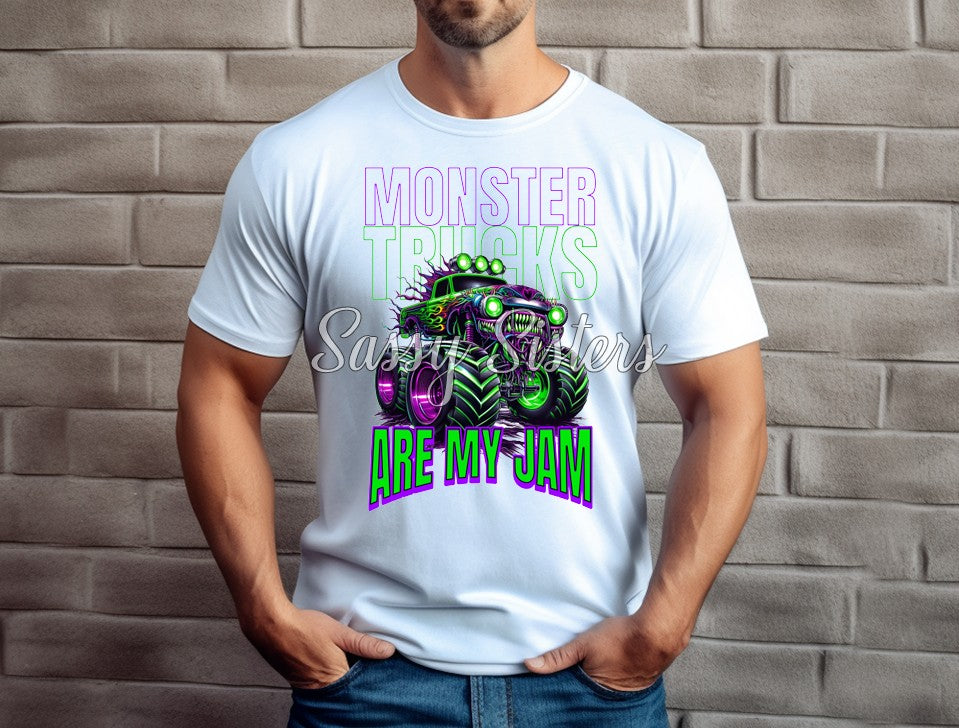 MONSTER TRUCKS ARE MY JAM -PURPLE AND GREEN TRUCK