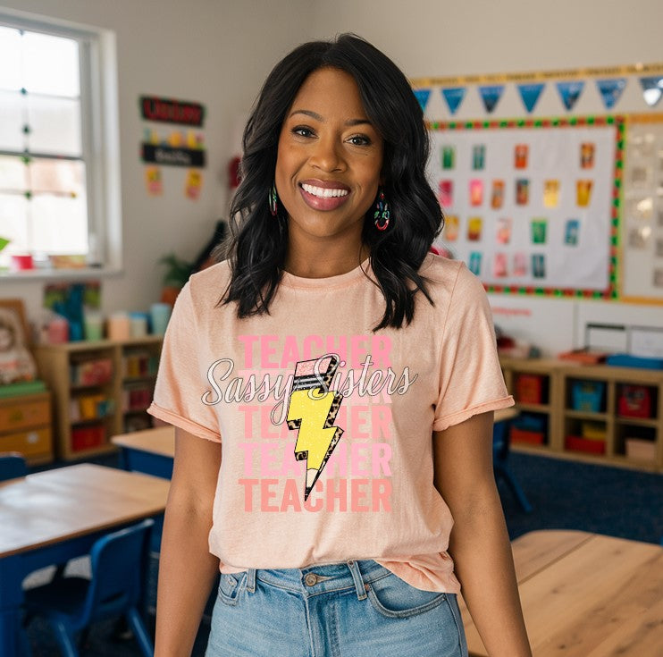 TEACHER STACKED LIGHTNING BOLT