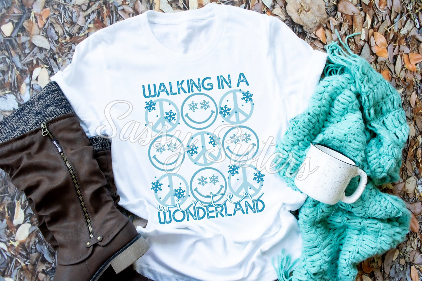WALKING IN A WINTER WONDERLAND SMILEY FACES - TRANSFER