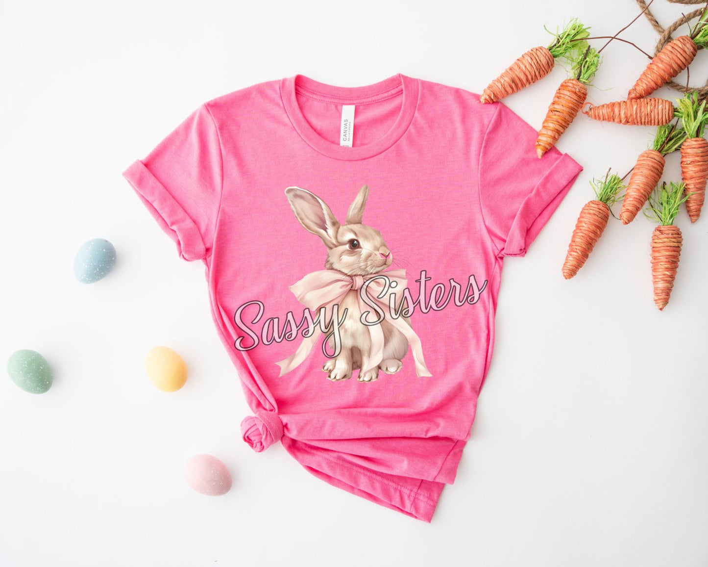 WATERCOLOR BUNNY PINK BOW - TRANSFER