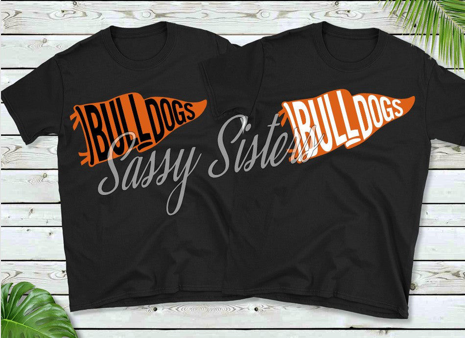 BULLDOGS PENNANT FLAG- ORANGE AND WHITE