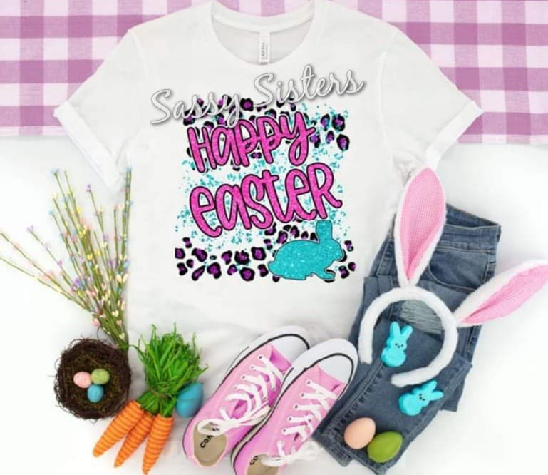 HAPPY EASTER LEOPARD GLITTER - TRANSFER