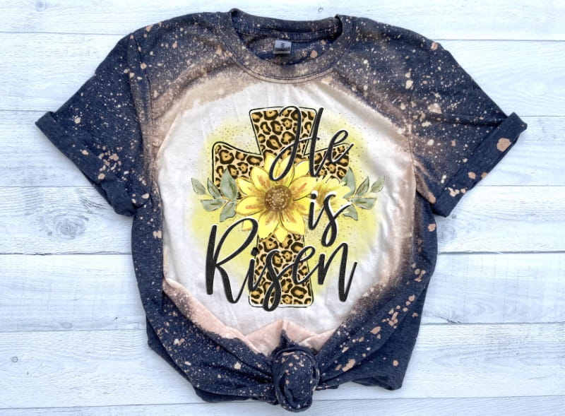 HE IS RISEN SUNFLOWER CROSS - TRANSFER