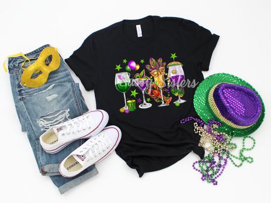 MARDI GRAS WINE GLASSES