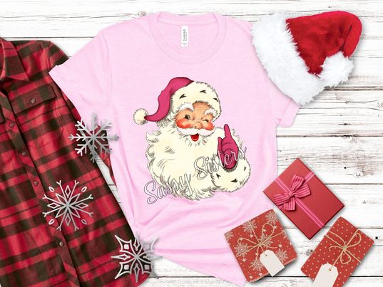 WINKING SANTA PINK HAT