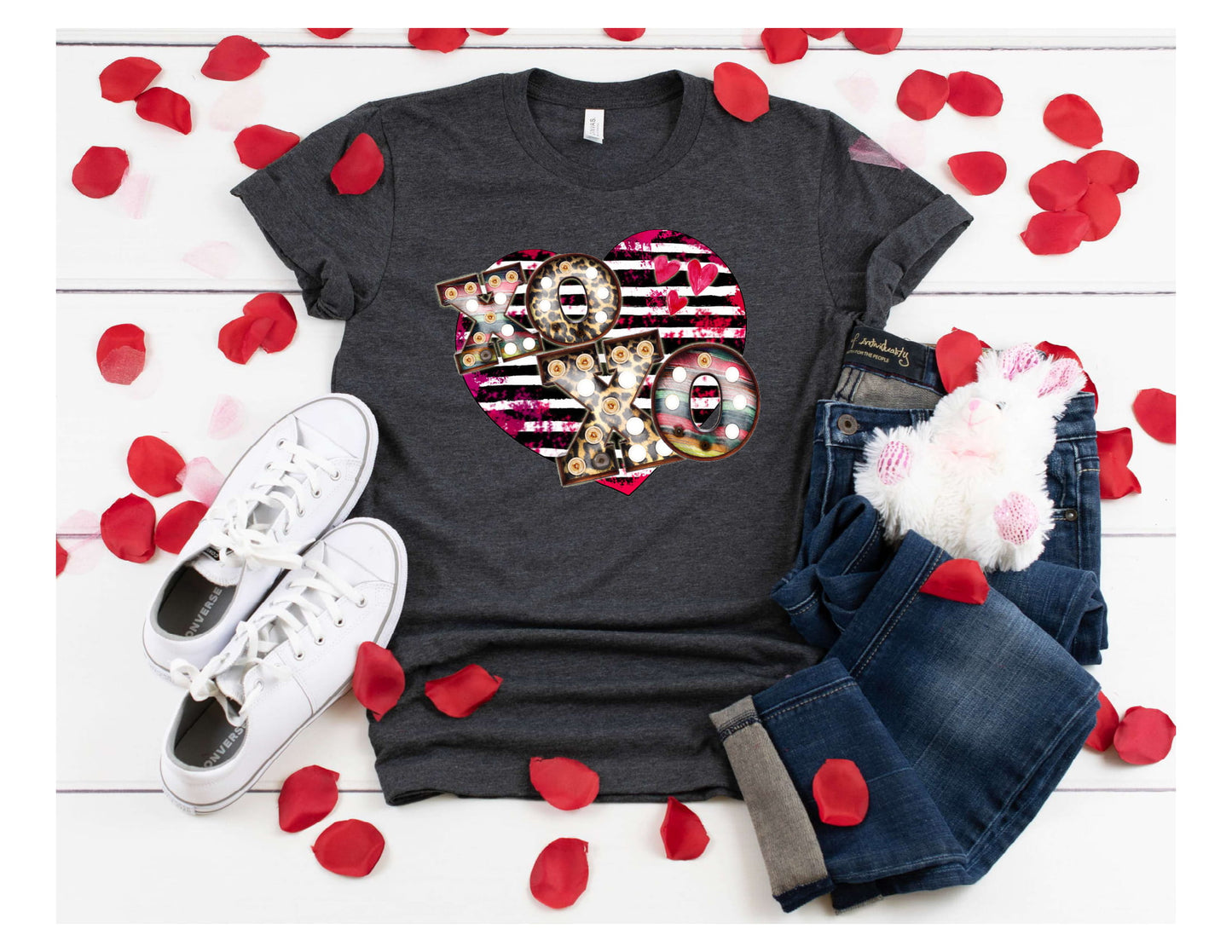 XOXO STRIPPED HEART - TRANSFER