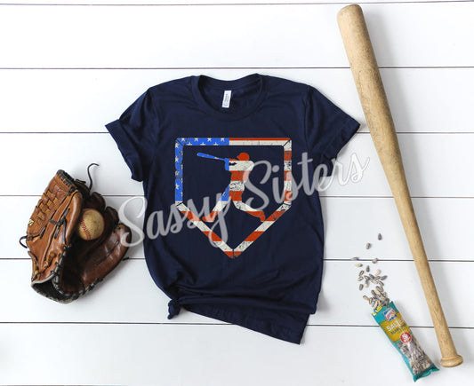 BASEBALL PLAYER FLAG PLATE - TRANSFER