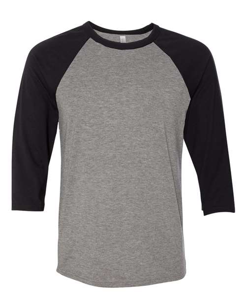 BELLA CANVAS RAGLAN - DEEP HEATHER/BLACK