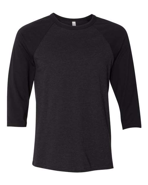 BELLA CANVAS RAGLAN - BLACK HEATHER/BLACK