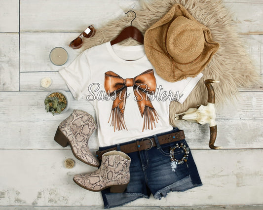 BROWN FRINGE BOW - TRANSFER