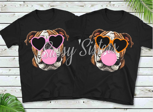BLOWING BUBBLE BULLDOG- PINK GLASSES