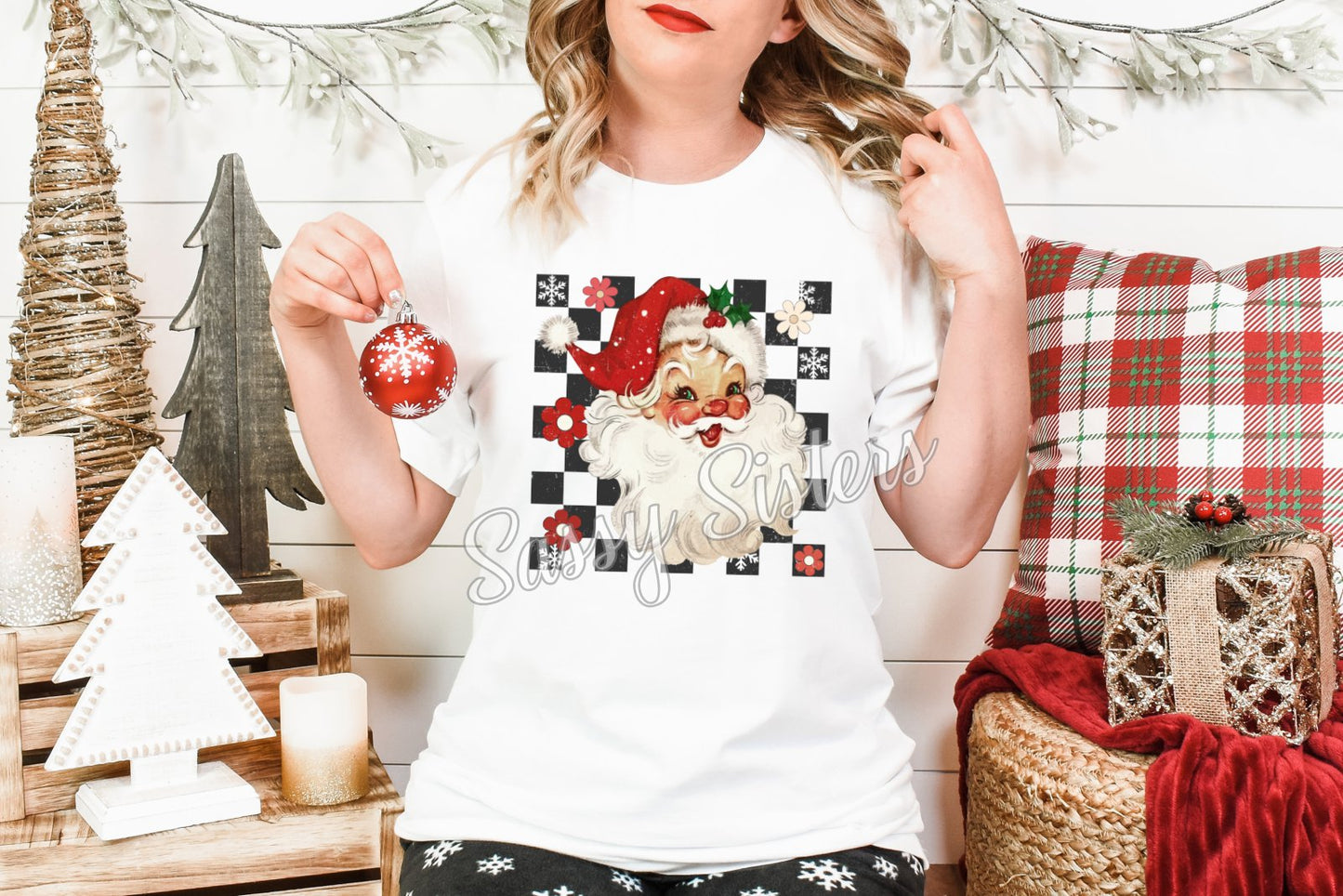 CLASSIC SANTA CHECKERED BACKGROUND - TRANSFER
