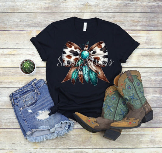 COWHIDE FEATHER COQUETTE BOW
