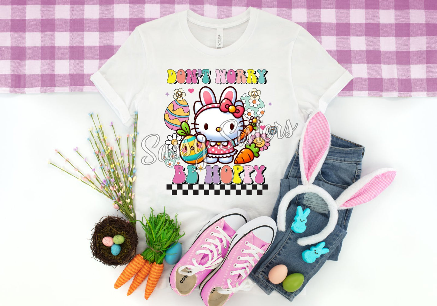 DON'T WORRY BE HOPPY HELLO KITTY - TRANSFER