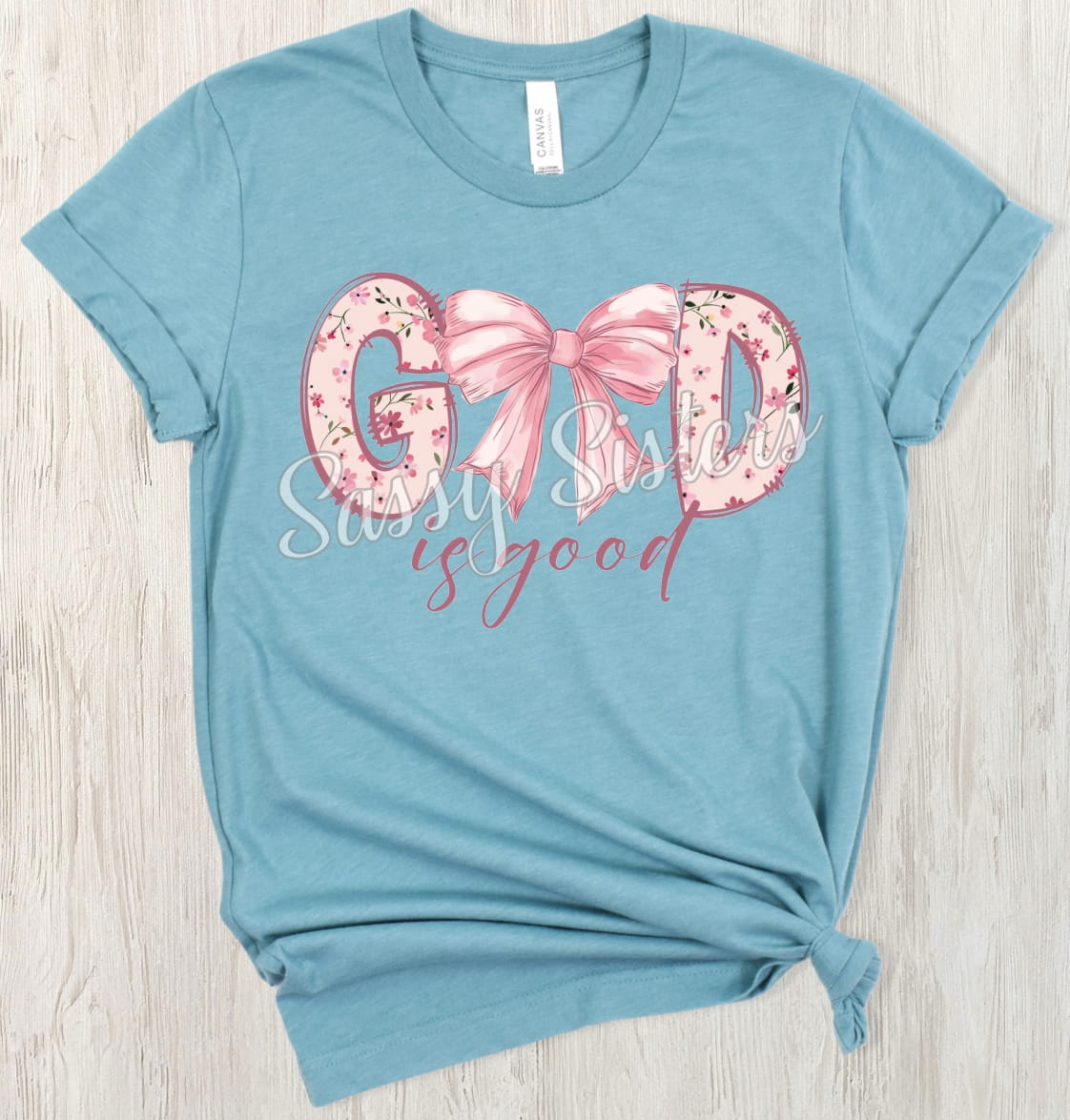 GOD IS GOOD PINK COQUETTE BOW - TRANSFER