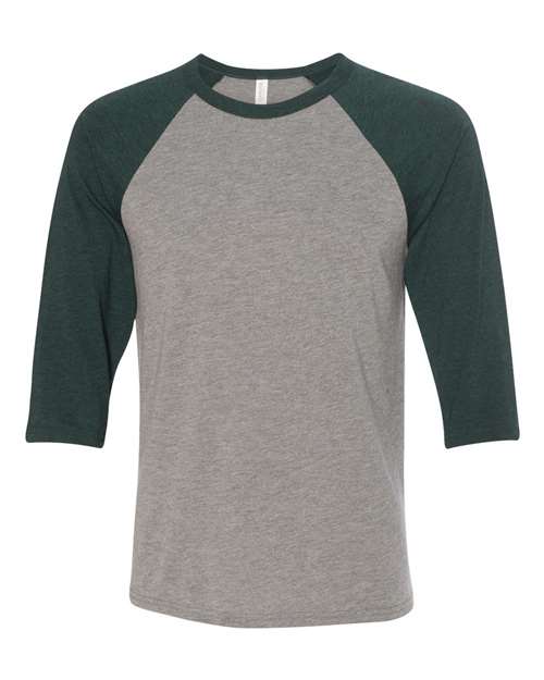 BELLA CANVAS RAGLAN - GREY/EMERALD TRIBLEND