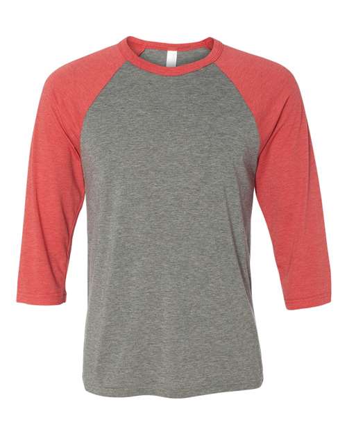 BELLA CANVAS RAGLAN - GREY/RED TRIBLEND