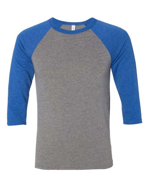 BELLA CANVAS RAGLAN - GREY/TRUE ROYAL