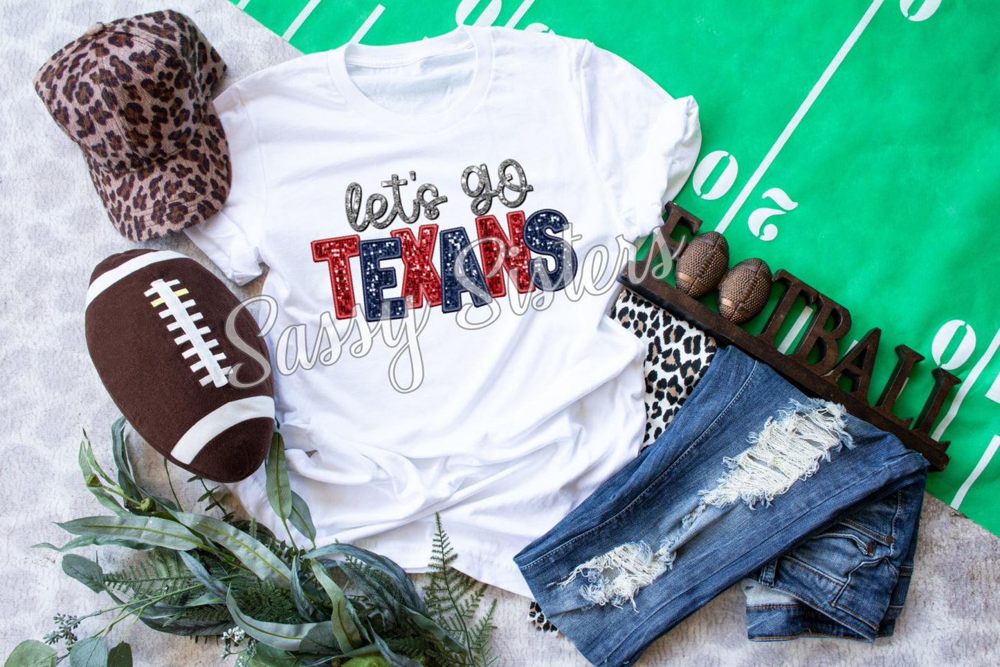 LET'S GO TEXANS FAUX GLITTER- TRANSFER