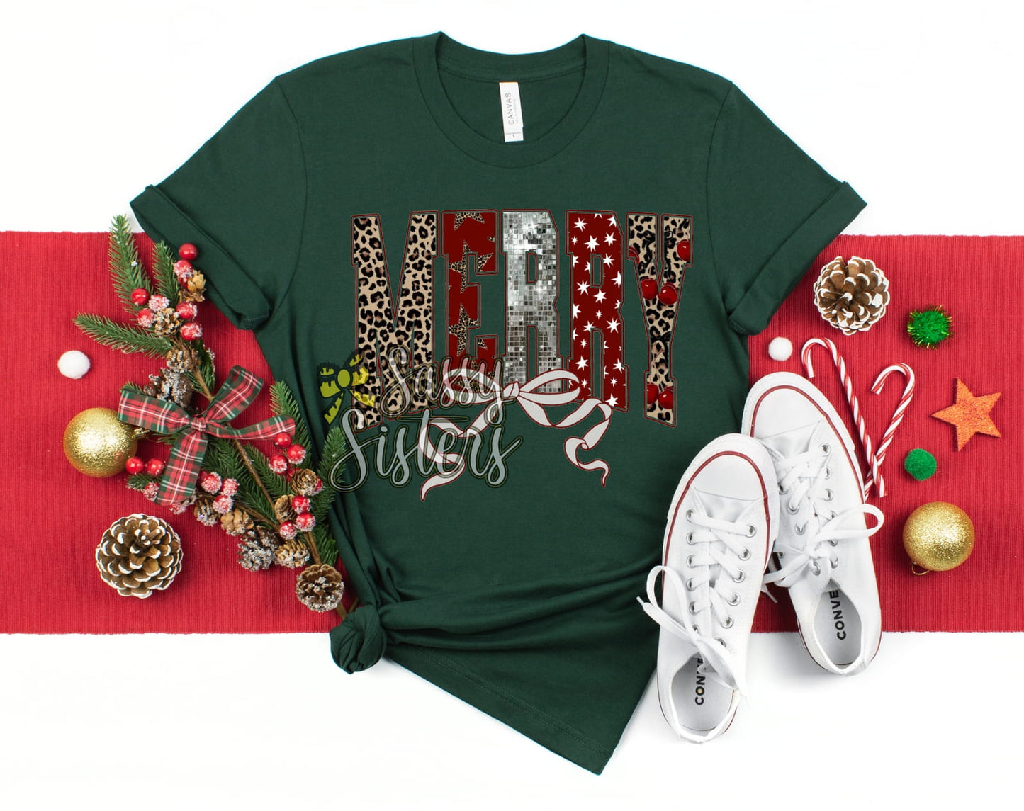 MERRY PATTERN VARSITY WITH BOW