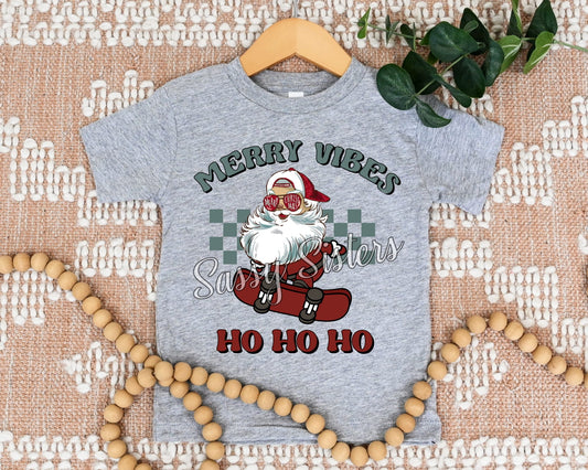 MERRY VIBES SKATEBOARD SANTA - TRANSFER