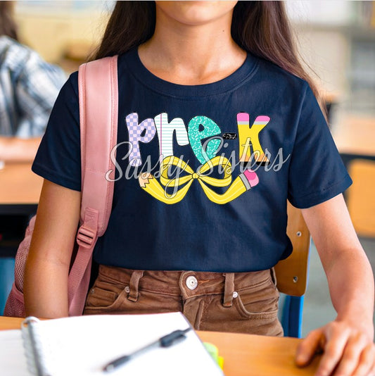 PRE-K GRADE PENCIL BOW CUTESY