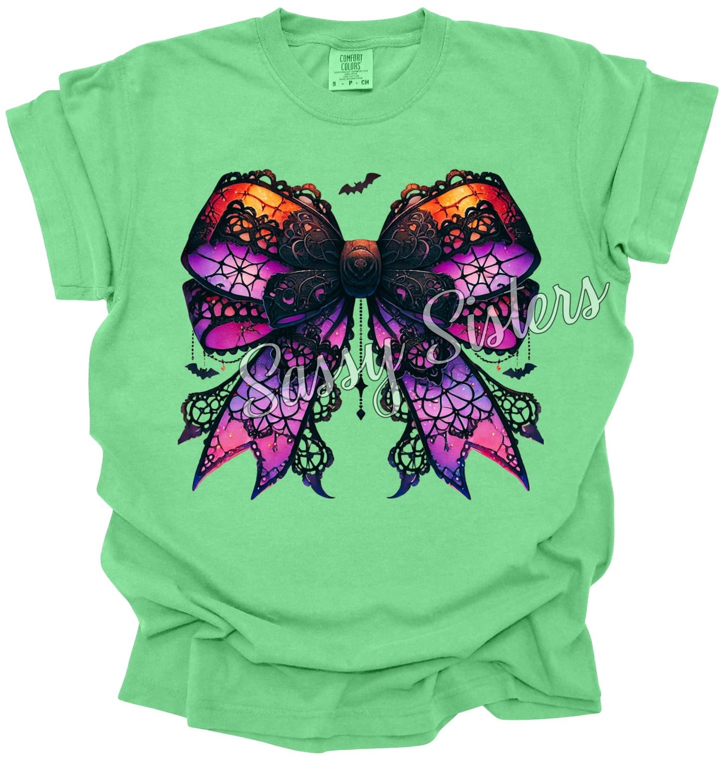 PURPLE ORANGE HALLOWEEN BOW - TRANSFER
