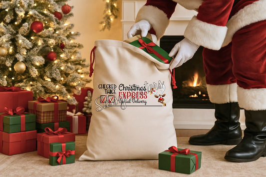 RED REINDEER SANTA SACK WITH NAME