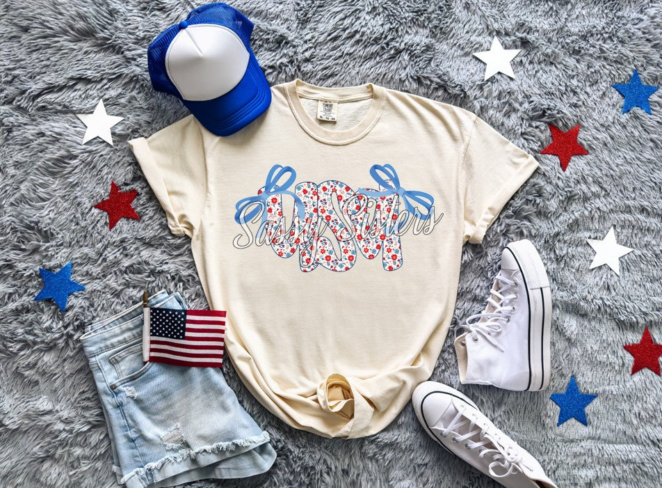 RED WHITE AND BLUE FLORAL USA