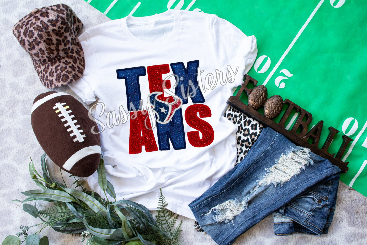 TEXANS FAUX EMBROIDERY STACKED - TRANSFER