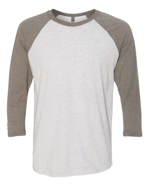 NEXT LEVEL RAGLAN - Venetian Grey Sleeves/ Heather White Body