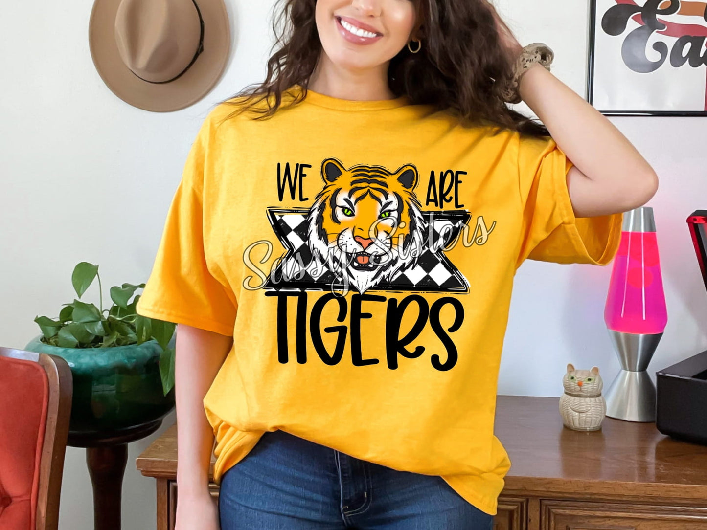 WE ARE TIGERS (YELLOW) CHECKERED BANNER - TRANSFER