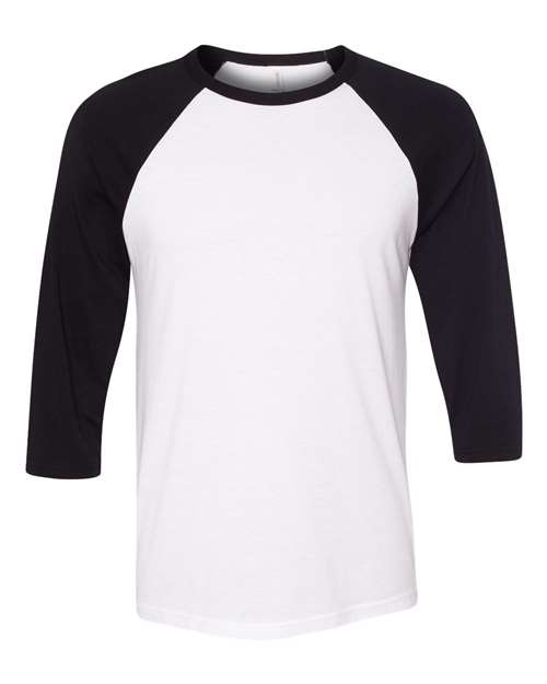 BELLA CANVAS RAGLAN - WHITE/BLACK