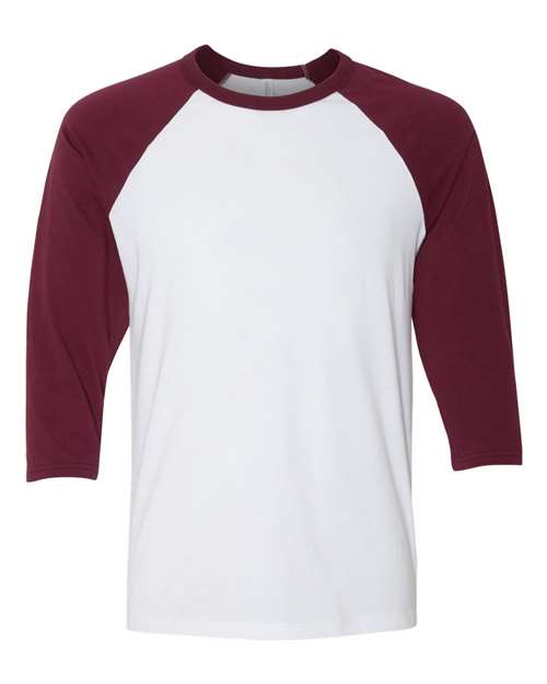 BELLA CANVAS RAGLAN - WHITE/MAROON