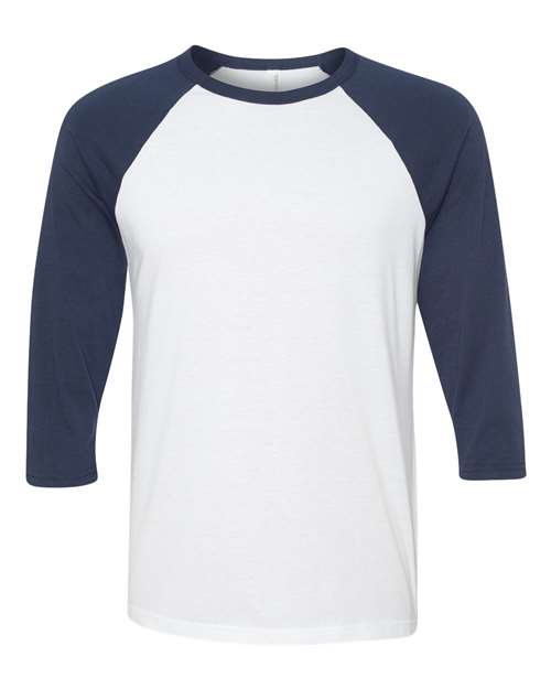 BELLA CANVAS RAGLAN - WHITE/NAVY