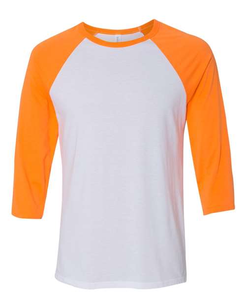 BELLA CANVAS RAGLAN - WHITE/NEON ORANGE