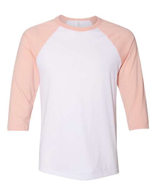 BELLA CANVAS RAGLAN - WHITE/HEATHER PEACH